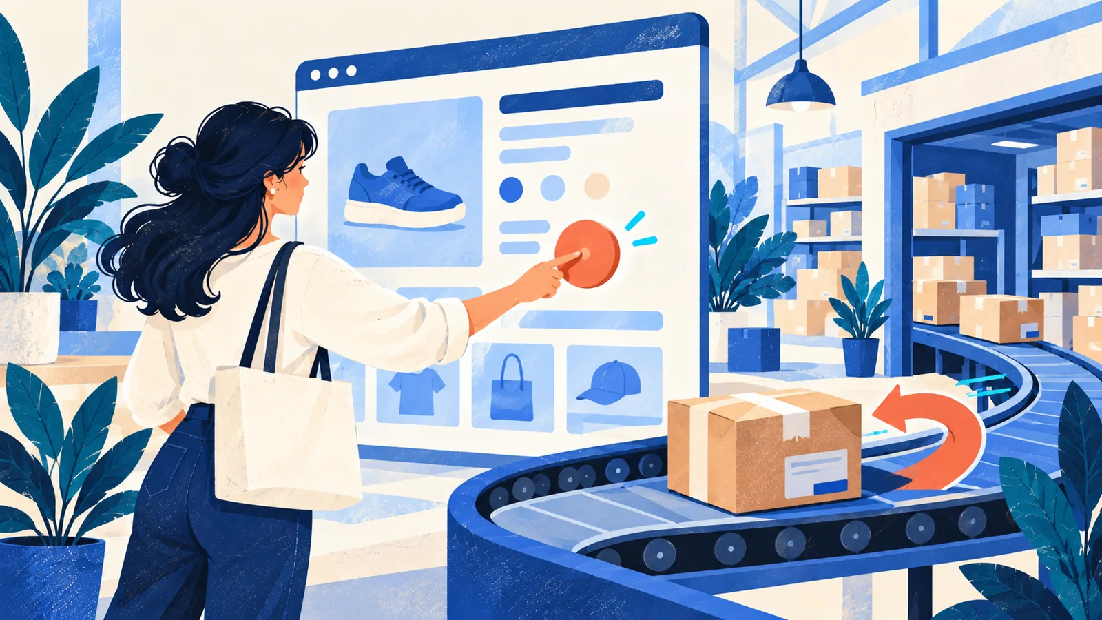 Cliente qui utilise le bouton de rétractation d'une boutique en ligne